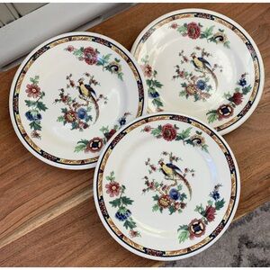 Vintage Syracuse China plates pheasant birds and flowers small size